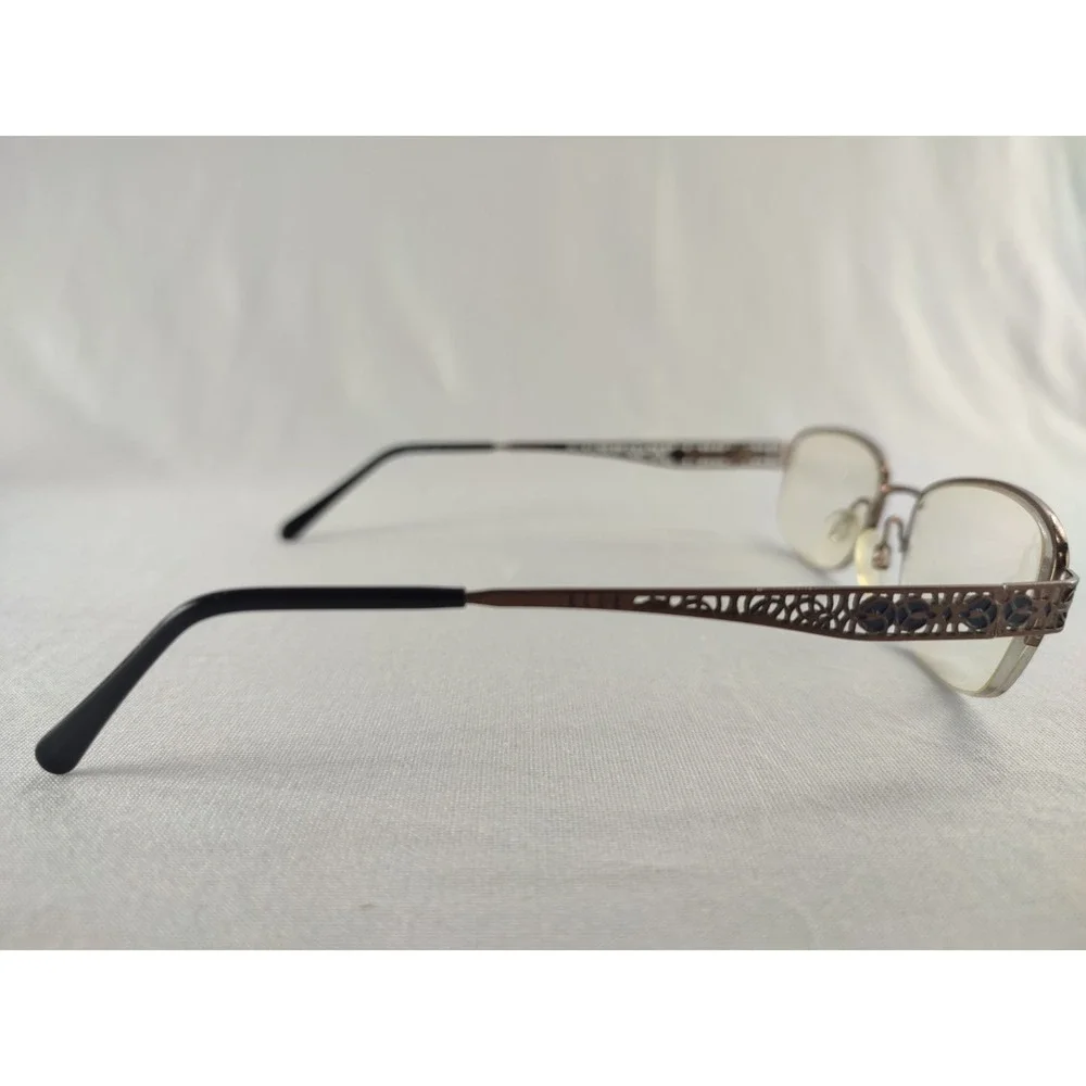 ELLE EL13430‎ BR Womens Eyeglasses Frame Brown Metal Semi-Rimless 50-19-135